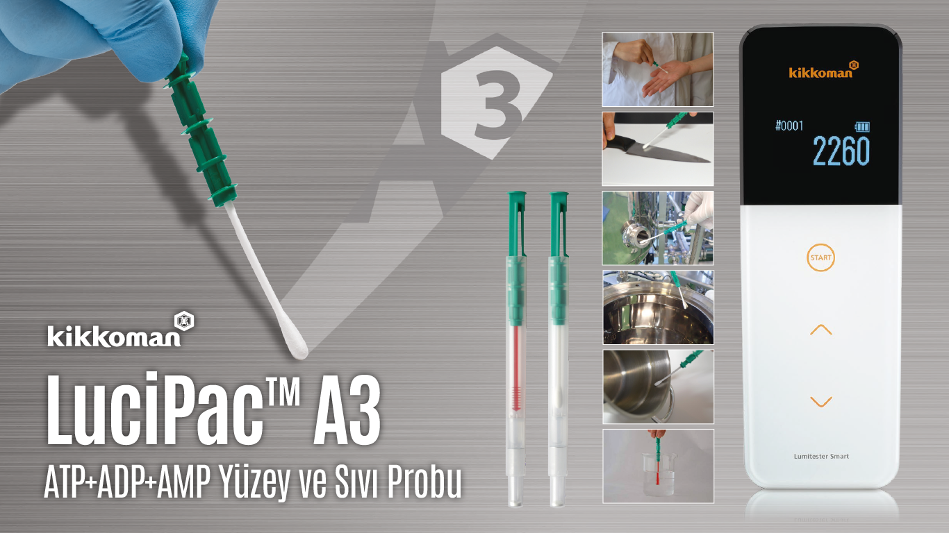 Kikkoman LuciPac™ A3: ATP+ADP+AMP Yüzey ve Sıvı Probu